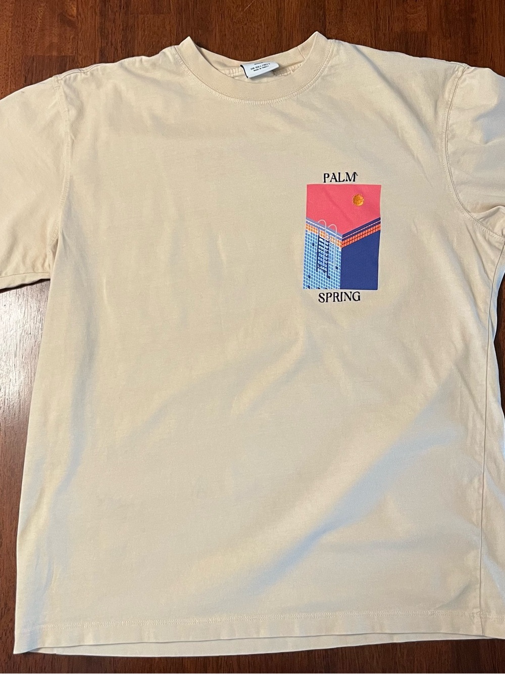 Mango MNG Palm Spring Graphic T-Shirt Cream Beige Men’s Size L